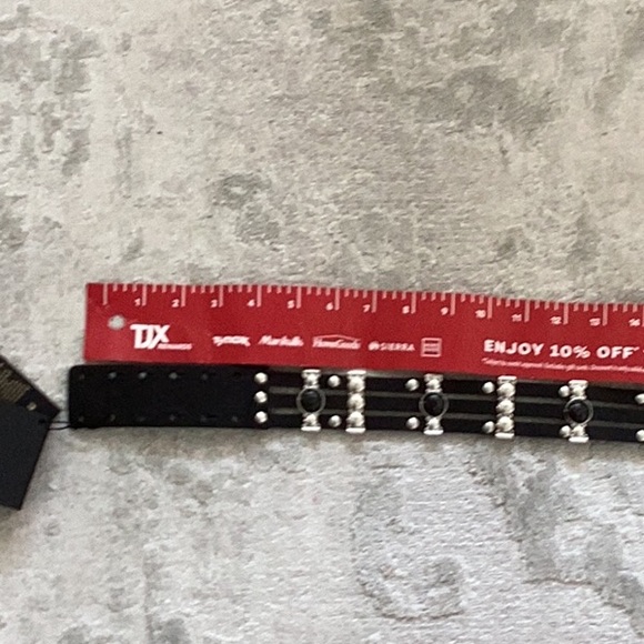 Maje Black Leather Belt with Black stones and Silver hardware - Picture 12 of 16